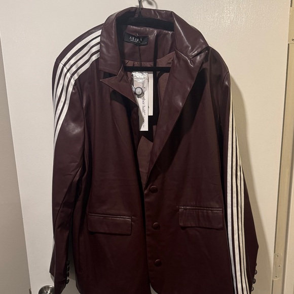 AKIRA Other - AKIRA Maroon Jacket with White Stripes